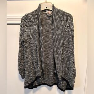 Mauve Black & White Cardigan Variegated Knit Sweater L